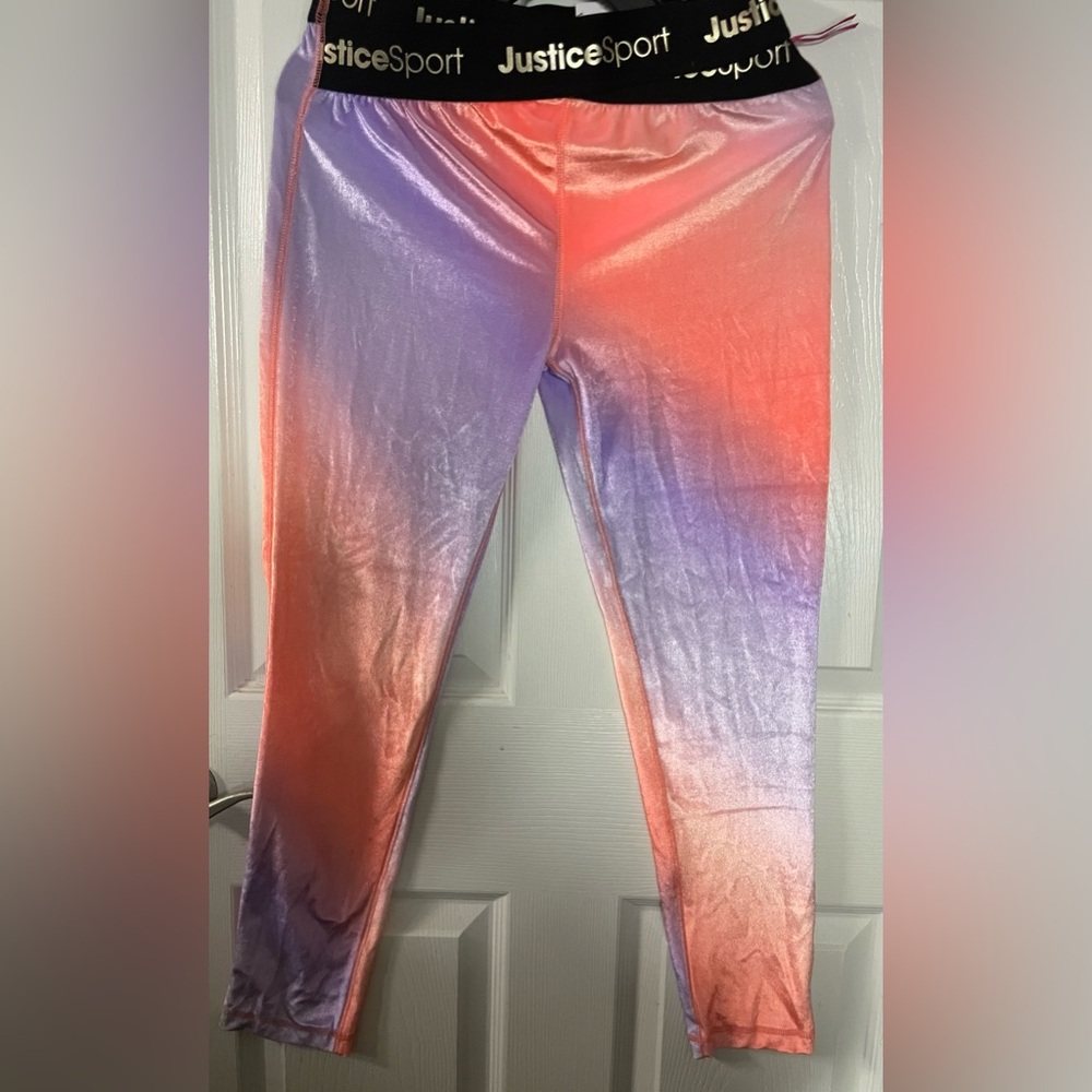 Justice Sport Kids Leggings -‎ Purple and Orange Gradient! NWT! Size XL Plus.